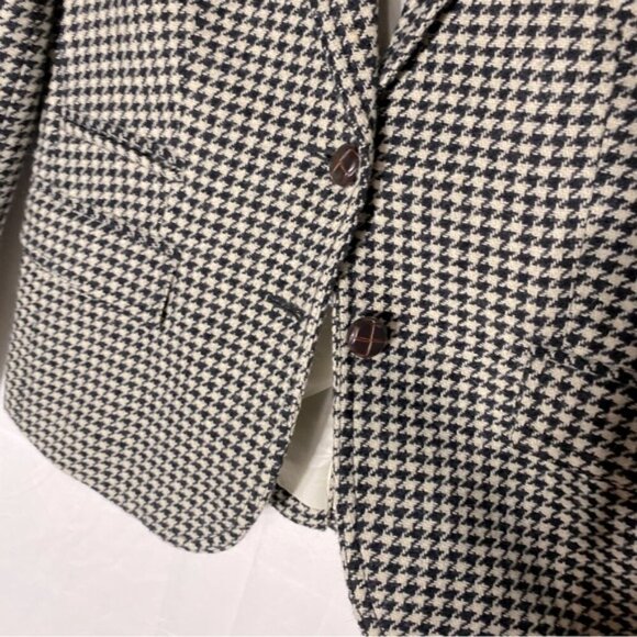 J. Crew Factory Black Cream Wool Blend Houndstooth Blazer 2 - Picture 8 of 13